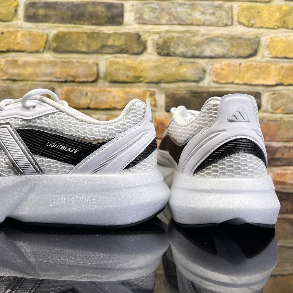 Mens 8.5 - Adidas Lightblaze Glow Lightstrike Cloud White Matte Silver Black - Picture 5 of 8